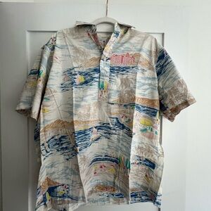 Reyn Spooner Blue and Brown Casual Button Down Shirt